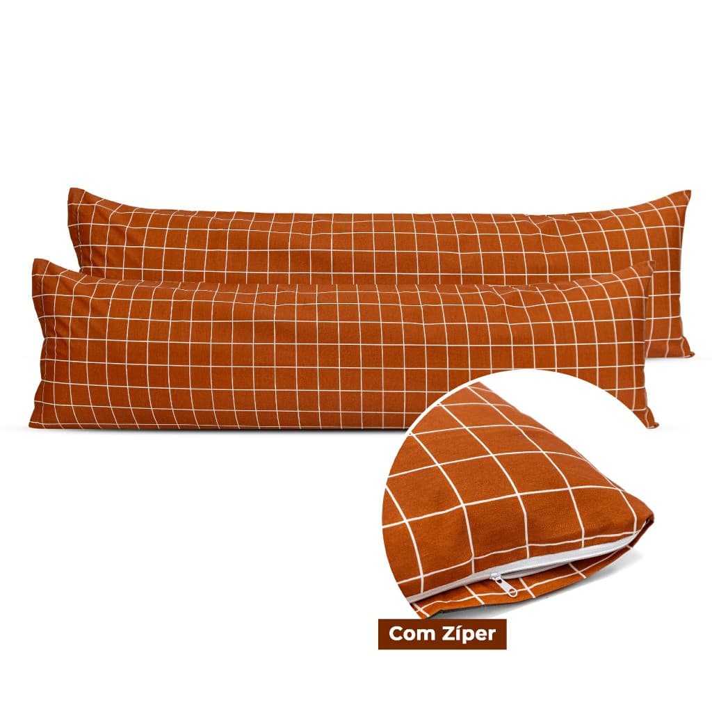 Kit 2 Fronhas Xuxão Par 1,30x40 Ziper Percal 180 Fios Estampada Travesseiro de Corpo Decorativa Coleção 2025