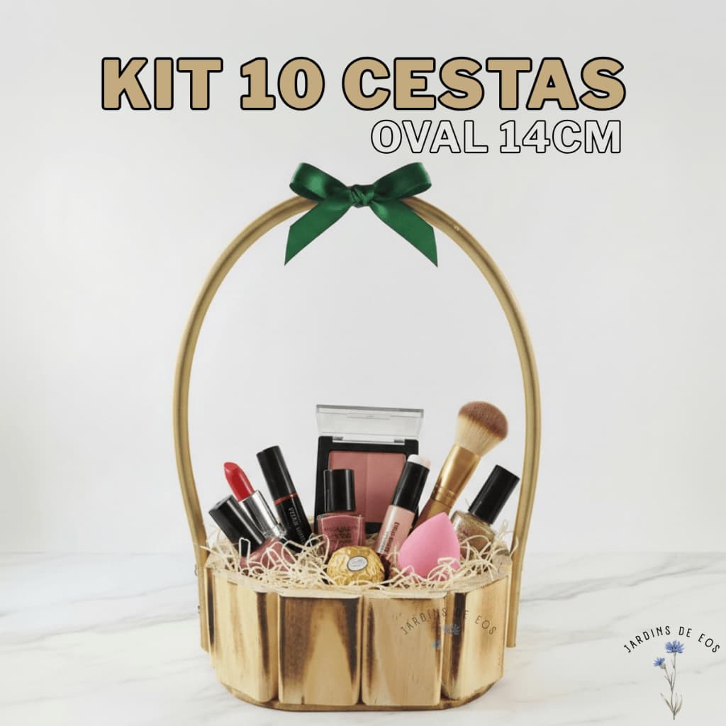 Kit 10 Cesta Presente Oval 14cm Madeira Pinus Base Cesta Namorado Kit Cosmetico Cachepot Arranjo