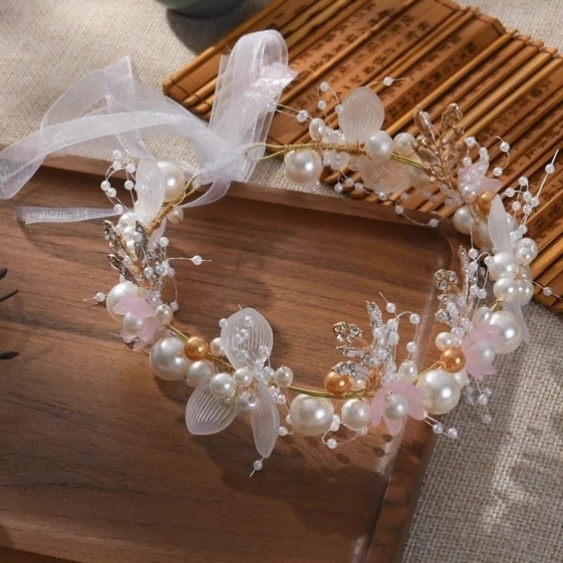 Tiara Pedraria Noiva Coroa De Flores Casamento Daminha Luxo Cor Rosa