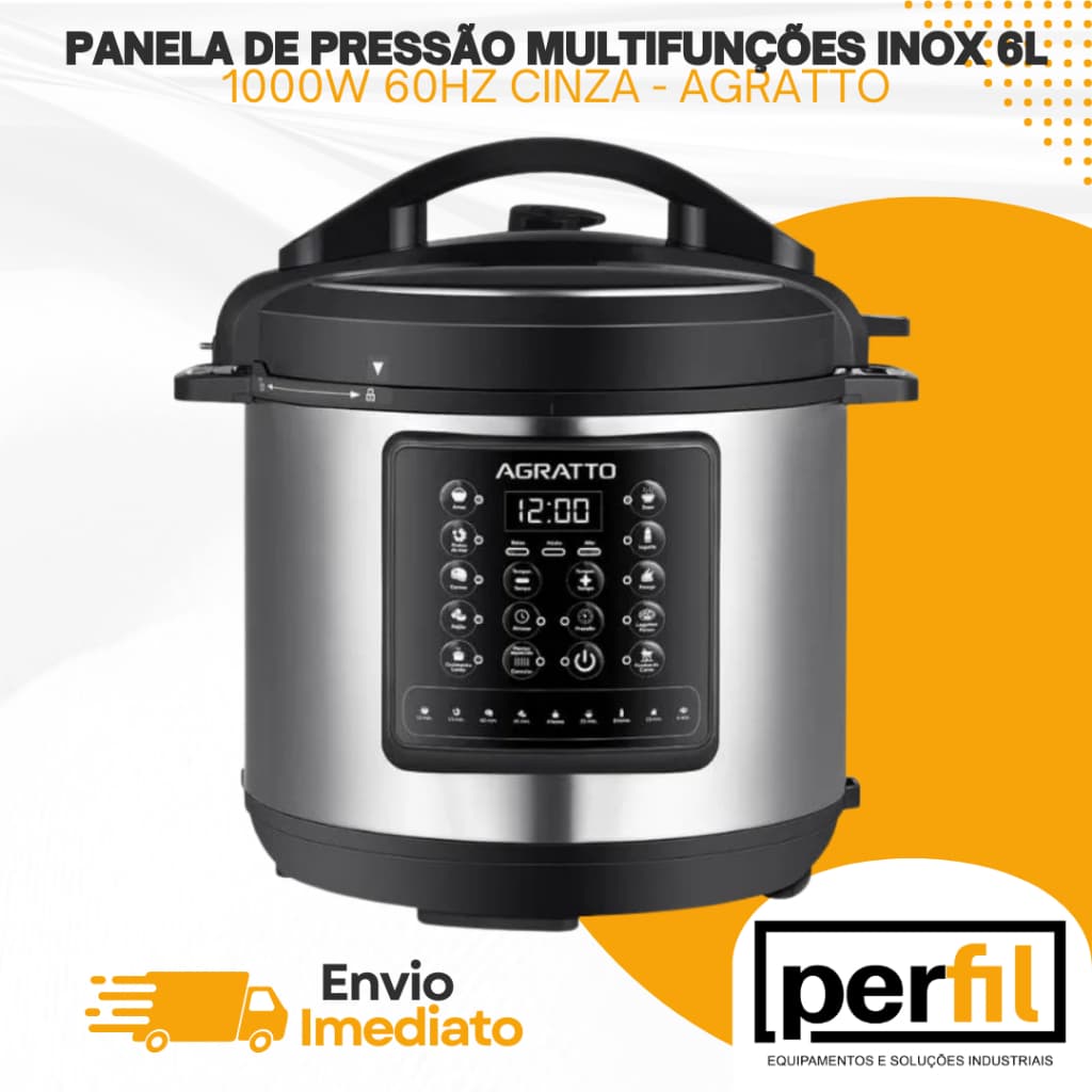 Panela De Pressão Multifunções Agratto Inox 6l 1000w Cor Cinza Frequência 60hz