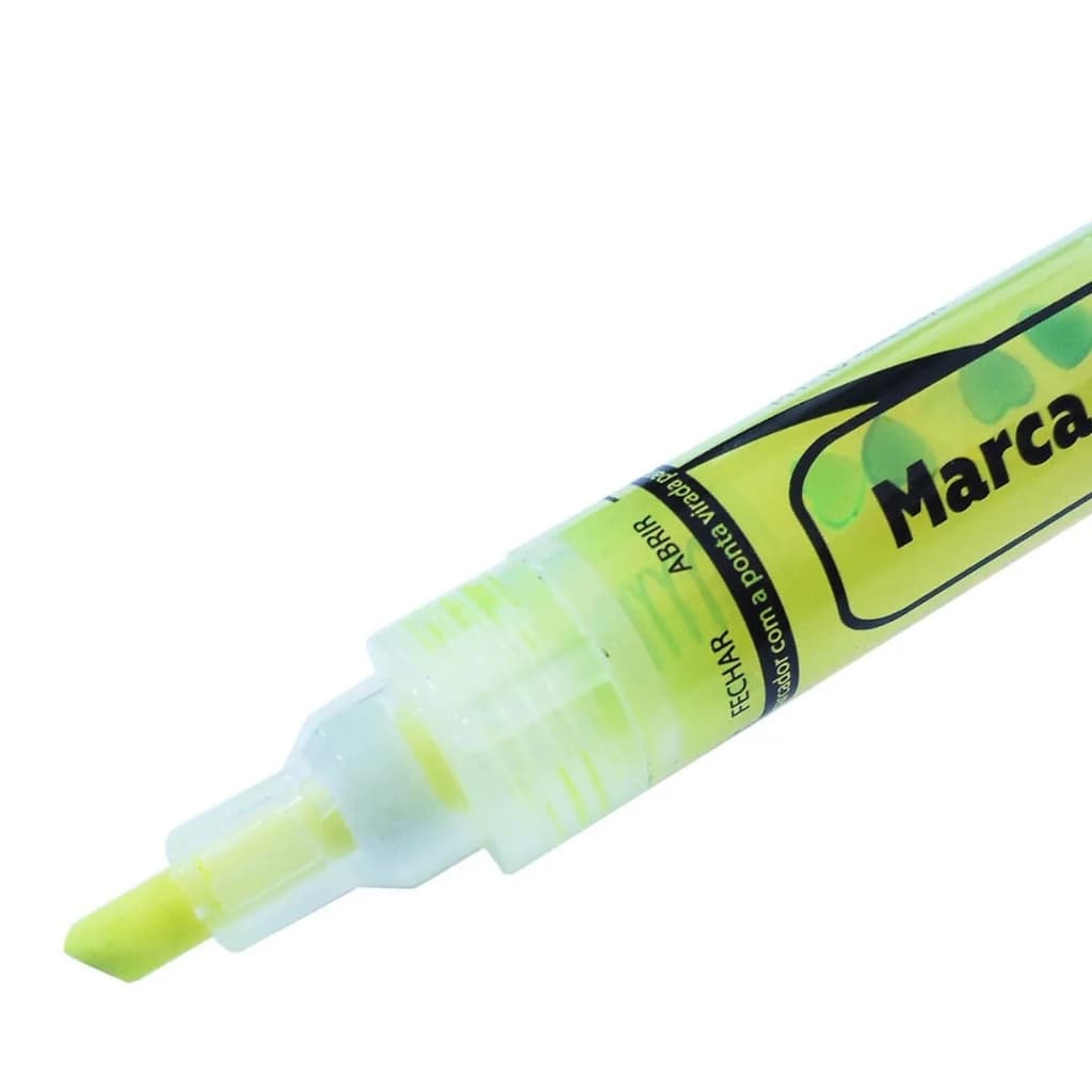 Marca Texto Titã com traço de 2 e 5mm, recarregável, amarelo fluorescente