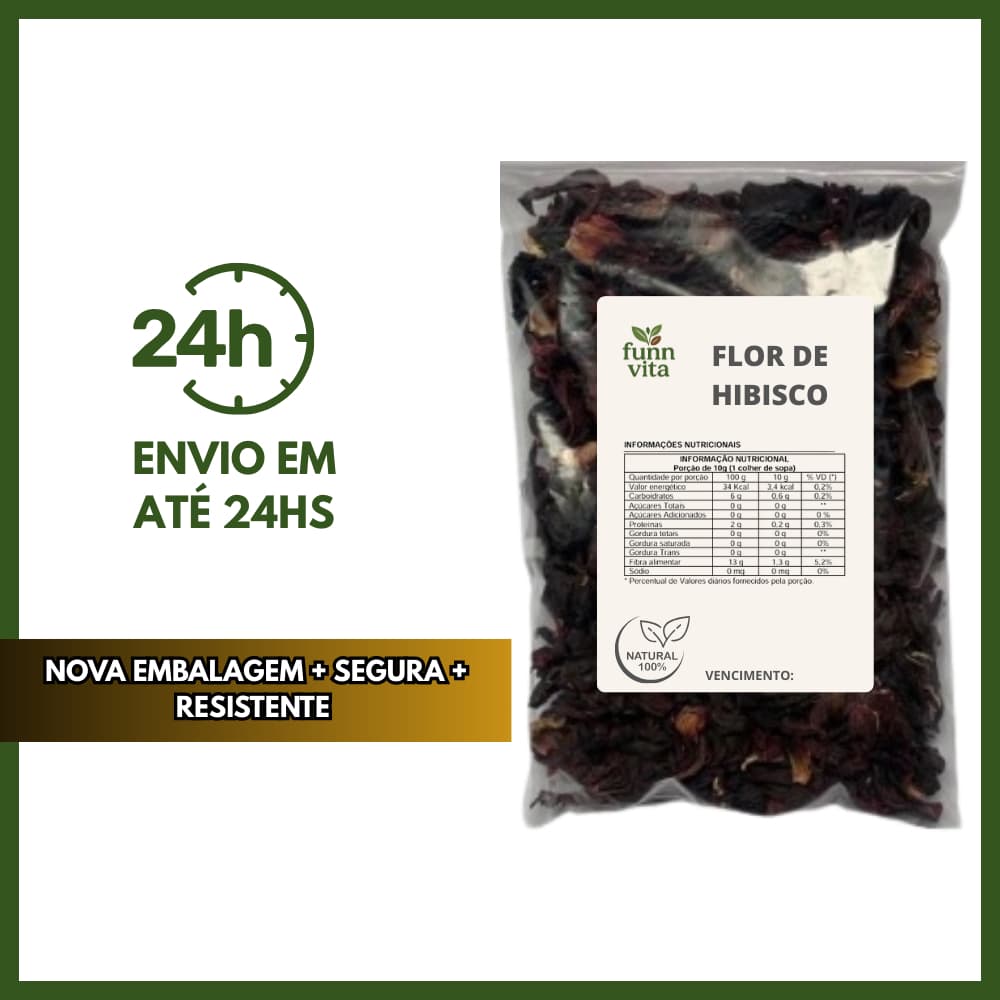CHÁ DE FLOR DE HIBISCO DESIDRATADA PREMIUM