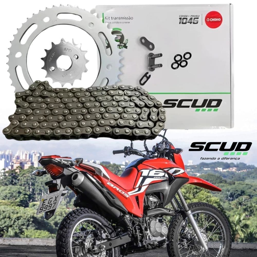 Kit Relação Transmissão Para Honda Nxr Bros 160 Xre 190 - Todos Os Anos - Com Retentor Scud