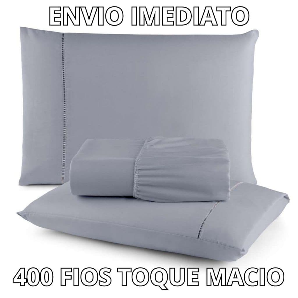 Jogo de Cama King 400 Fios Micropercal 100% – Lençol com Elástico + 2 Fronhas | Acabamento Ponto Palito Premium