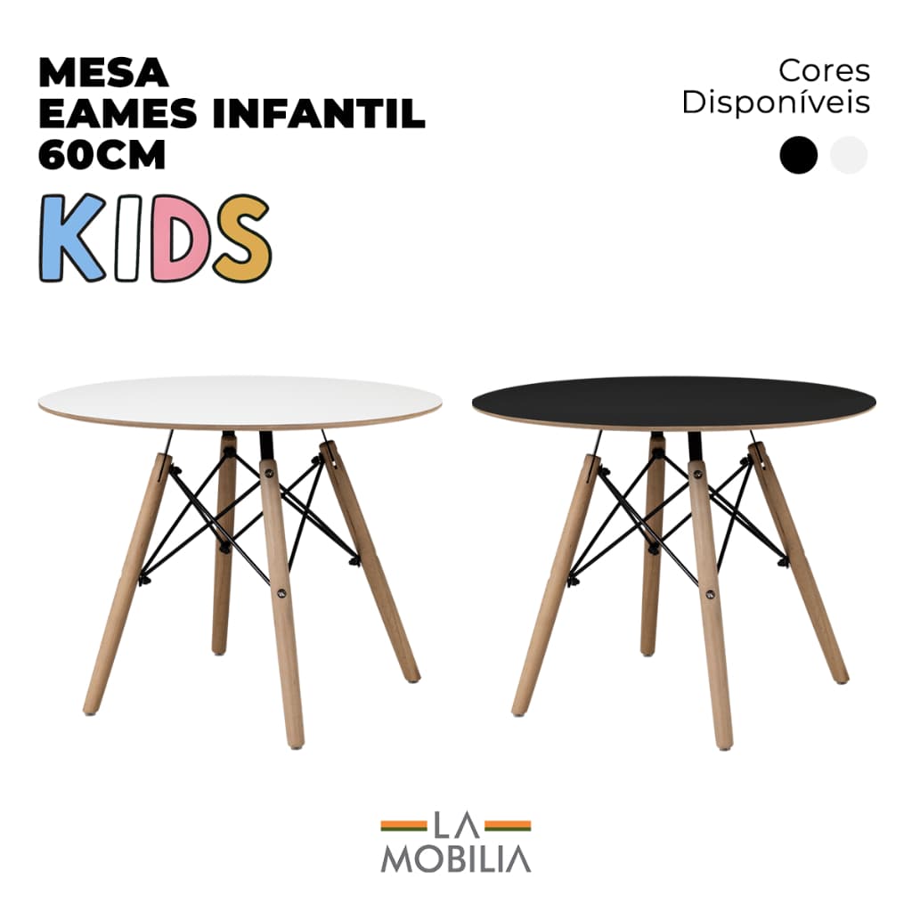 Mesa Infantil Eames 60cm Redonda para Quarto e Brinquedoteca - Seat&co