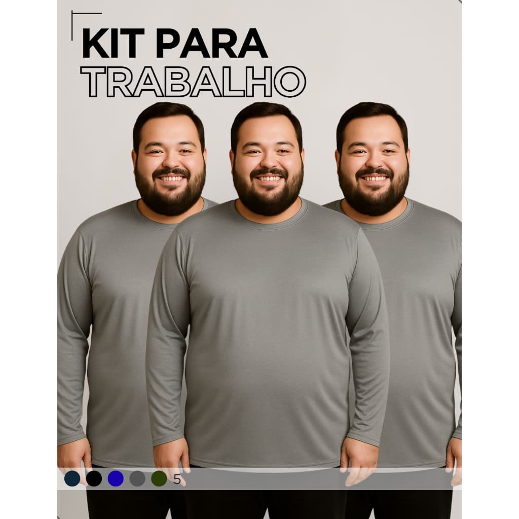 Kit 3 Camisetas Profissional Trabalho Uniforme Térmica Proteção Uv 50+ Segunda Pele Blusa Malha Fria Unissex