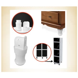 Kit Pés Cantoneira Regulável, para guarda roupas moveis em geral, Reforçado Branco.