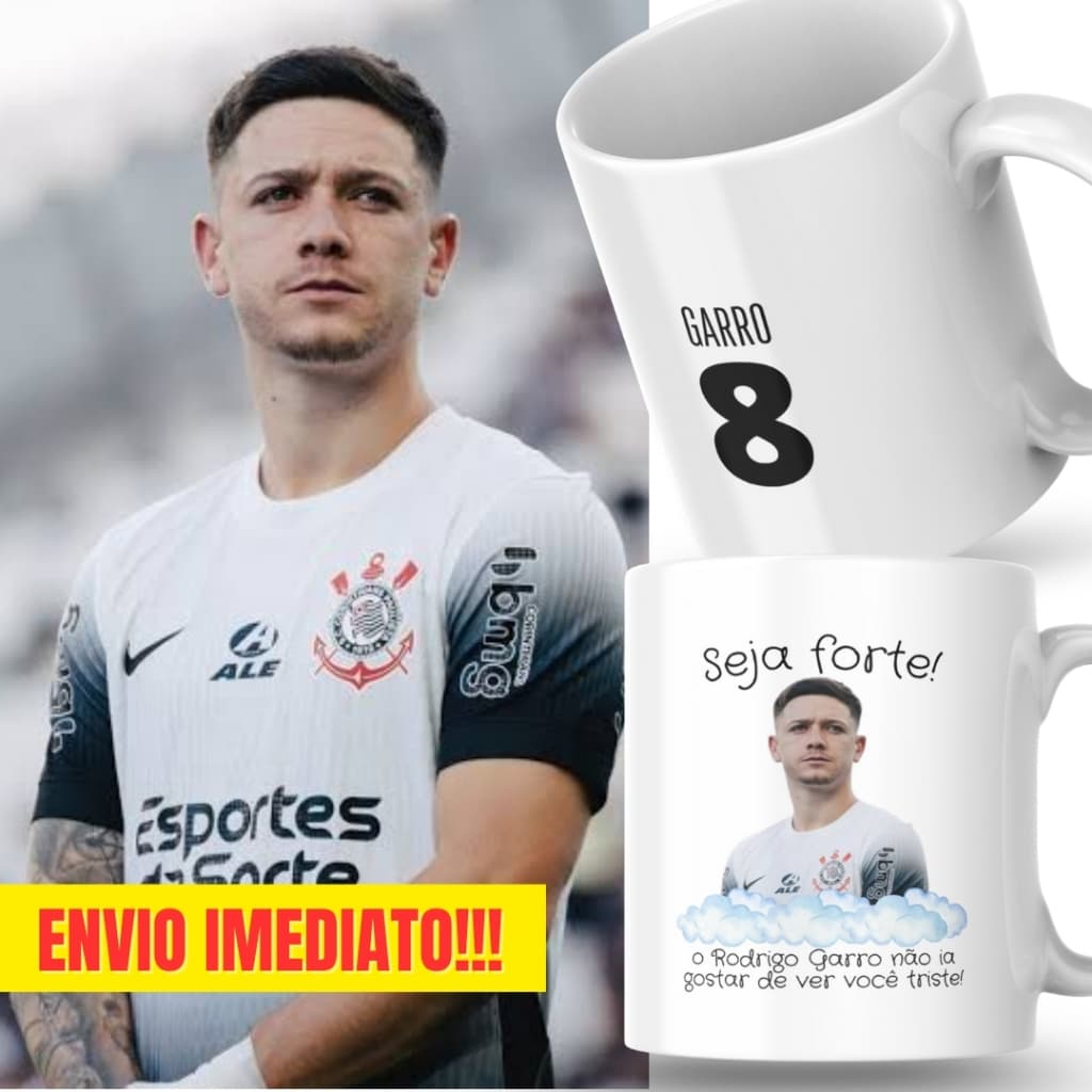 Caneca Xicara Porcelana 325ml Seja Forte Rodrigo Garro Time Personalizada Presente Decoração Casa