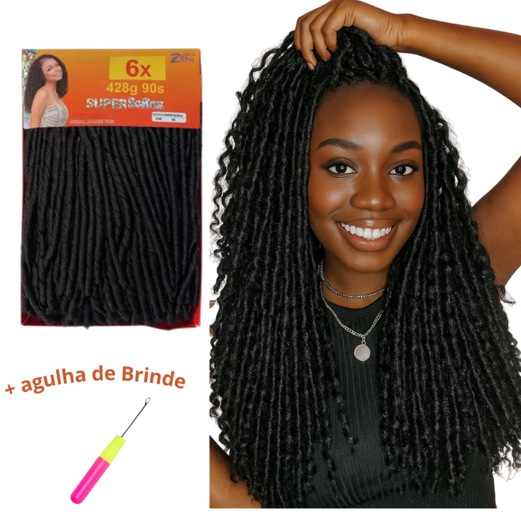 Cabelo Nina Softex Pacotão 428 gramas Original + Agulha  - Preto