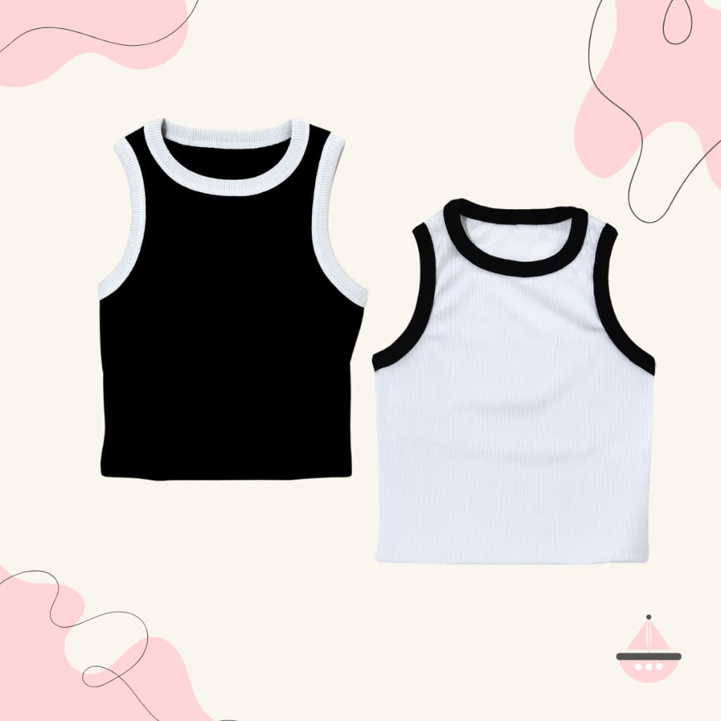 Kit 2 Cropped Juvenil Feminino Moda Blogueira Bicolor Verão Algodão Tiktok Calor Confortavel Slim