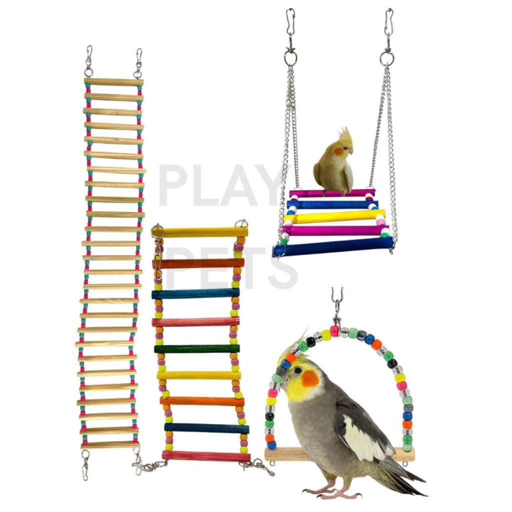 Kit 4 { Pontes } + { Balanço Corrente } + [ Balanço missanga } para Calopsita, Aves