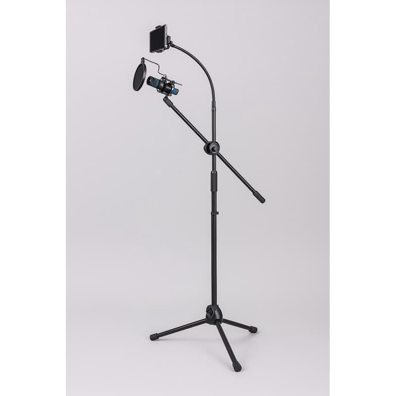 Pedestal de Microfone e Celular de Chão com Tripé para palco profissional com Suporte