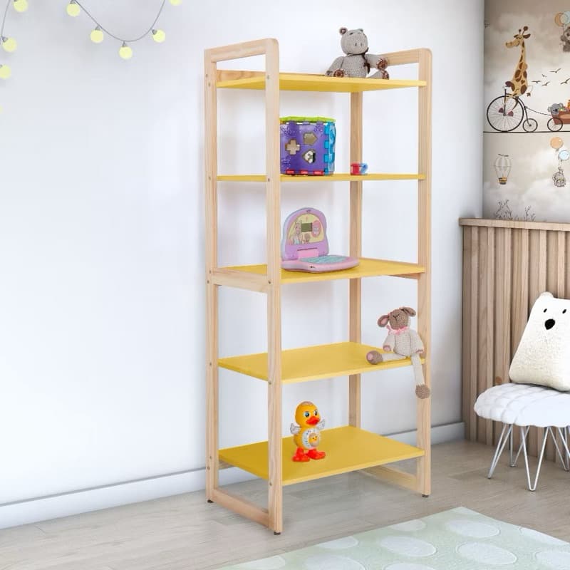 Estante Alta Multiuso Prateleira de madeira infantil p/ Livros Brinquedos Colorê 150cm