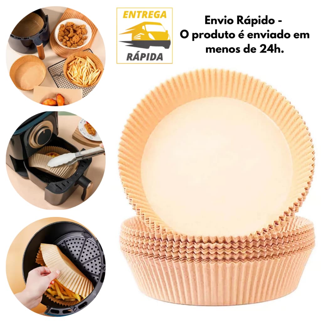 Forma Cesta Assadeira de Papel para Air fryer Antiaderente Descartavel Resistente ao Calor Durável