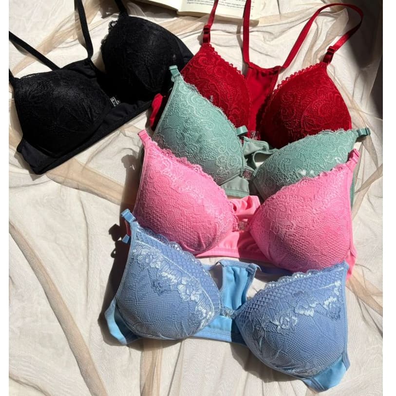 Kit 3 Sutiãs de Renda Nadador com Bojo Soft Fecho Frontal Sutien Conforto Moda íntima Feminina