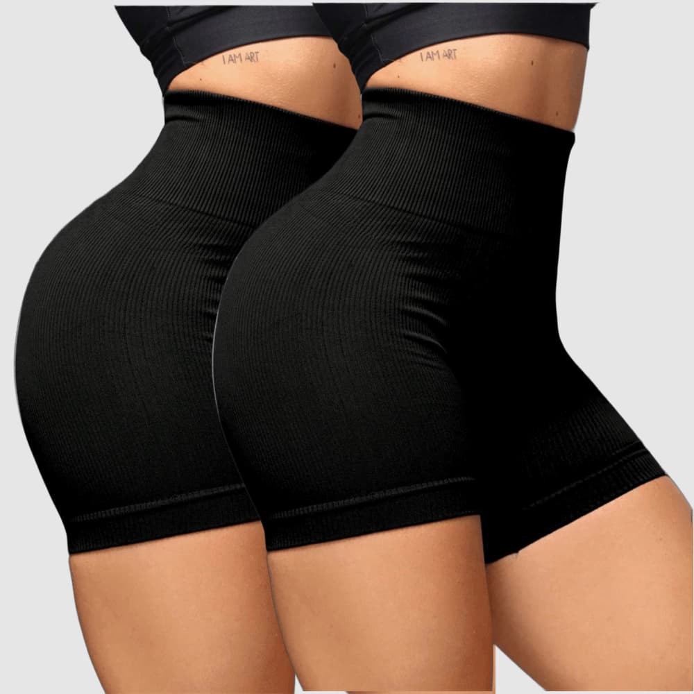 Kit 2 Short  de Academia Fitness Feminino  Levanta Bumbum Sem Costura Transparencia zero,  Short Academia Feminina