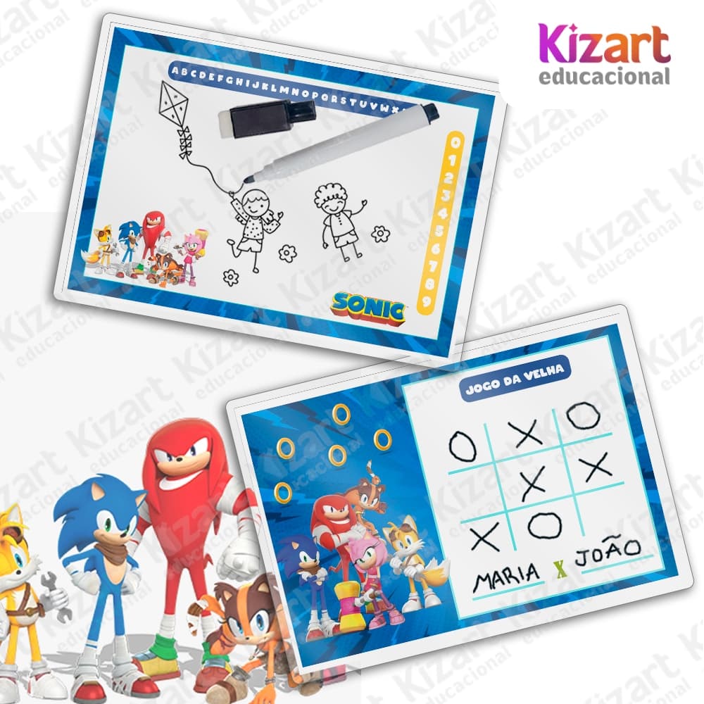 Lousa Mágica + Caneta Com Apagador Lembrancinha Festa Infantil Tema Turma do Sonic