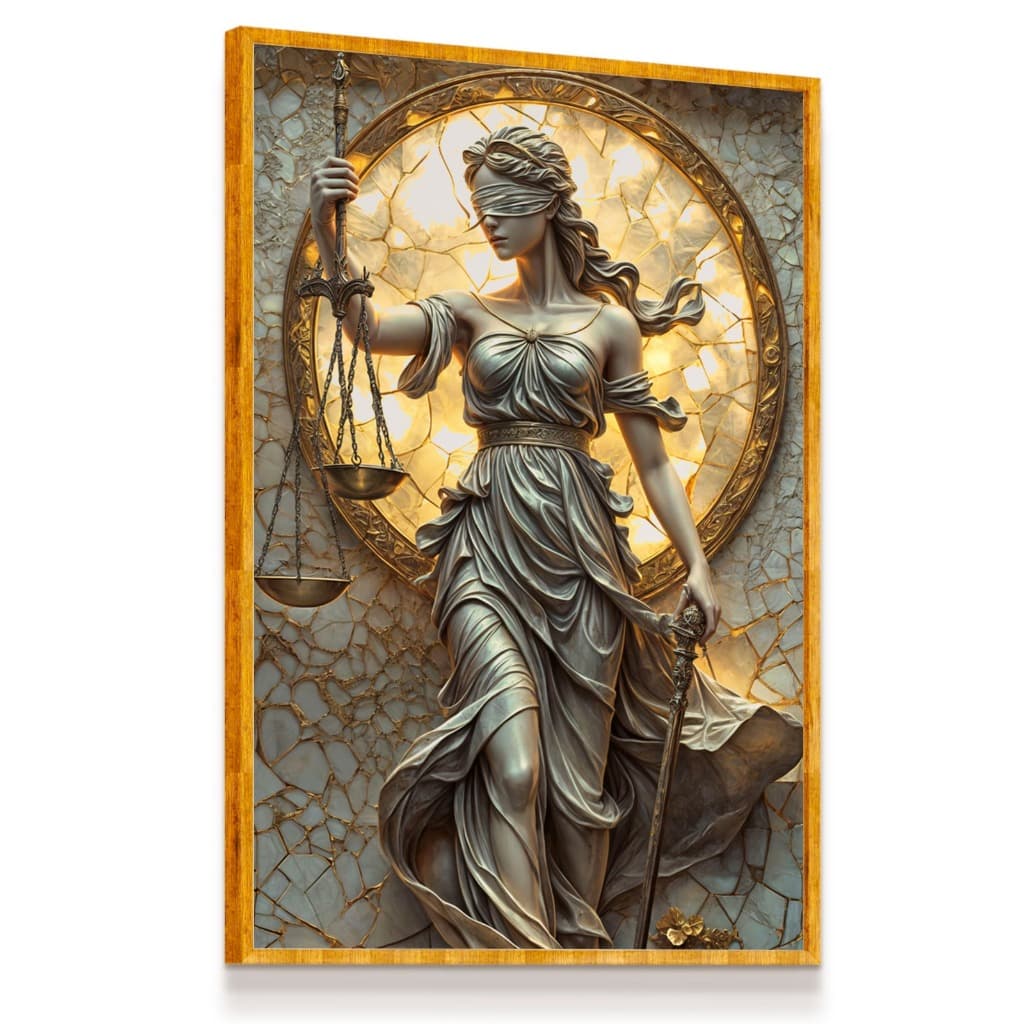 Quadro Decorativo VIDRO Deusa Themis Justiça Direito Escritório Sala