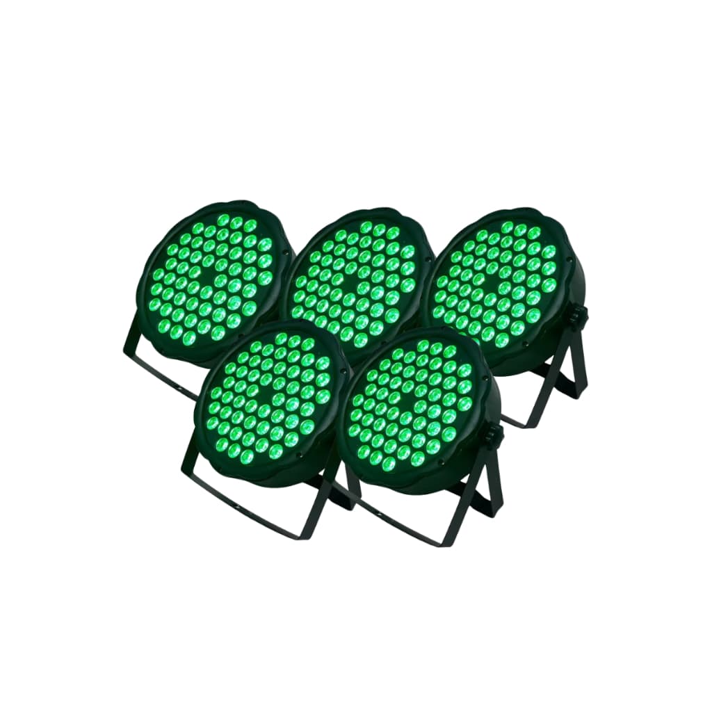 5 Canhao Refletor Led Par 64 Rgb 54 Leds 3w Dmx Dj Triled