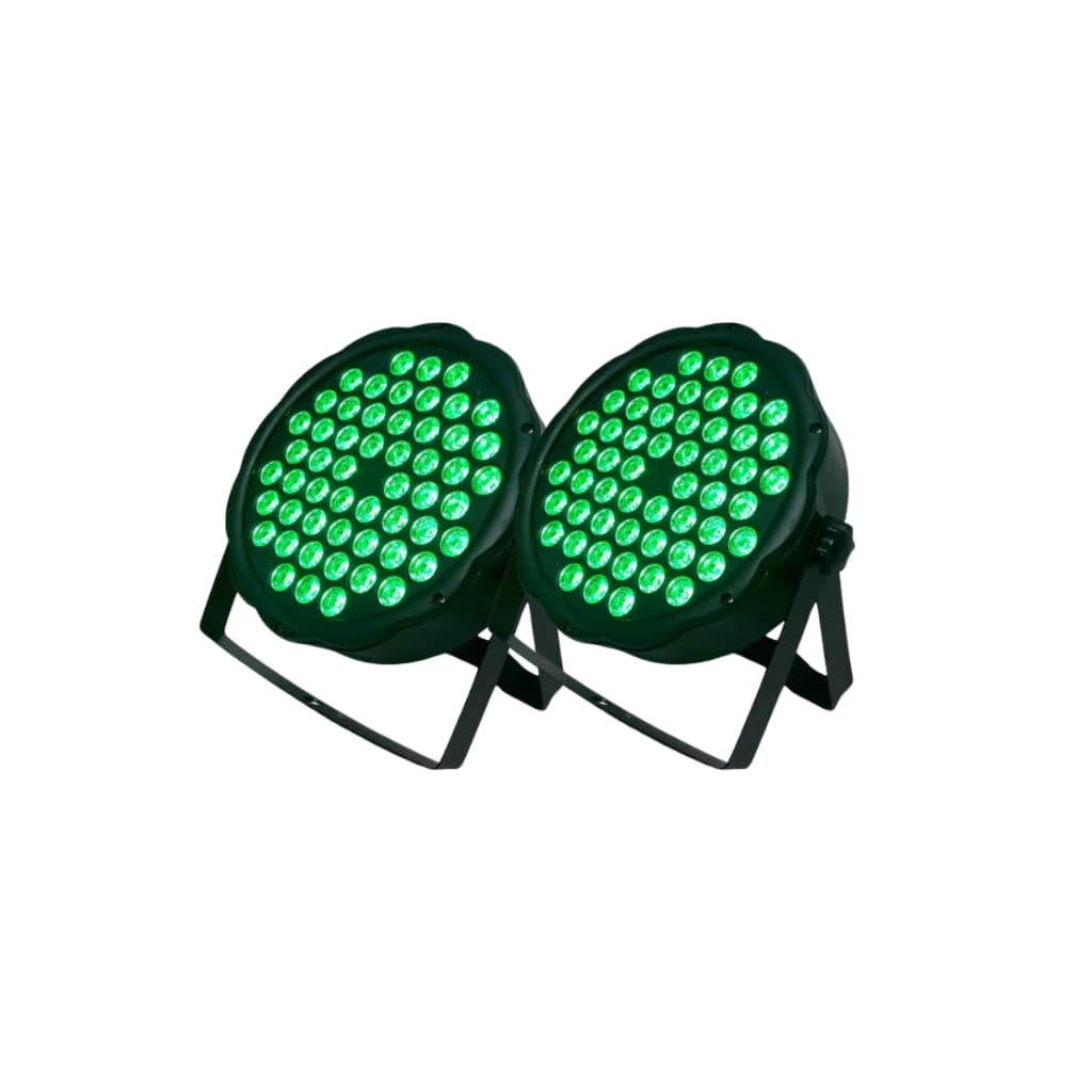 Kit 2 Canhao Refletor Led Par 64 Rgb 54 Leds 3w Dmx Dj Triled
