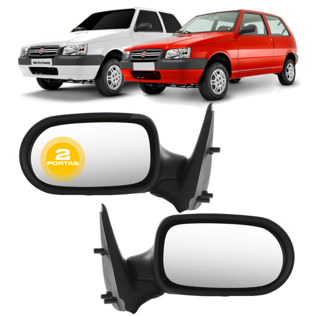 Retrovisor Uno Fire Flex Mille 2005 2006 2007 2008 2009 2010 2 portas Sem Controle
