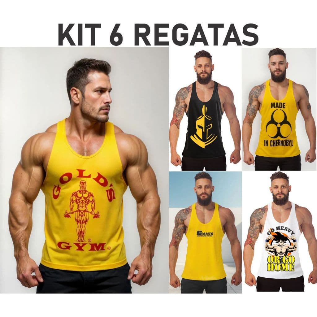 Kit 6 Regatas Masculinas Cavada Para Academia sortidas Aleatórias