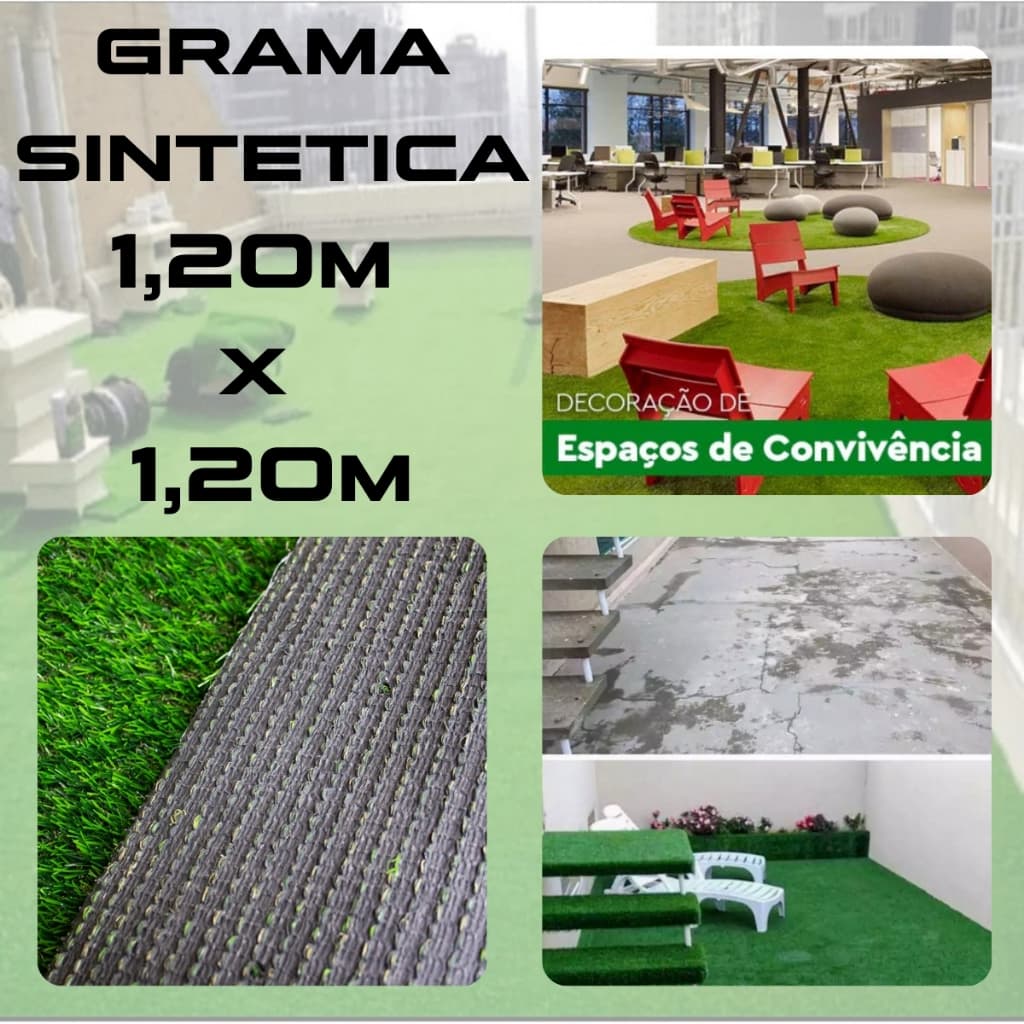 Grama Sintética Soft 20mm - 1,20m X 1,20m Jardim e Decoração