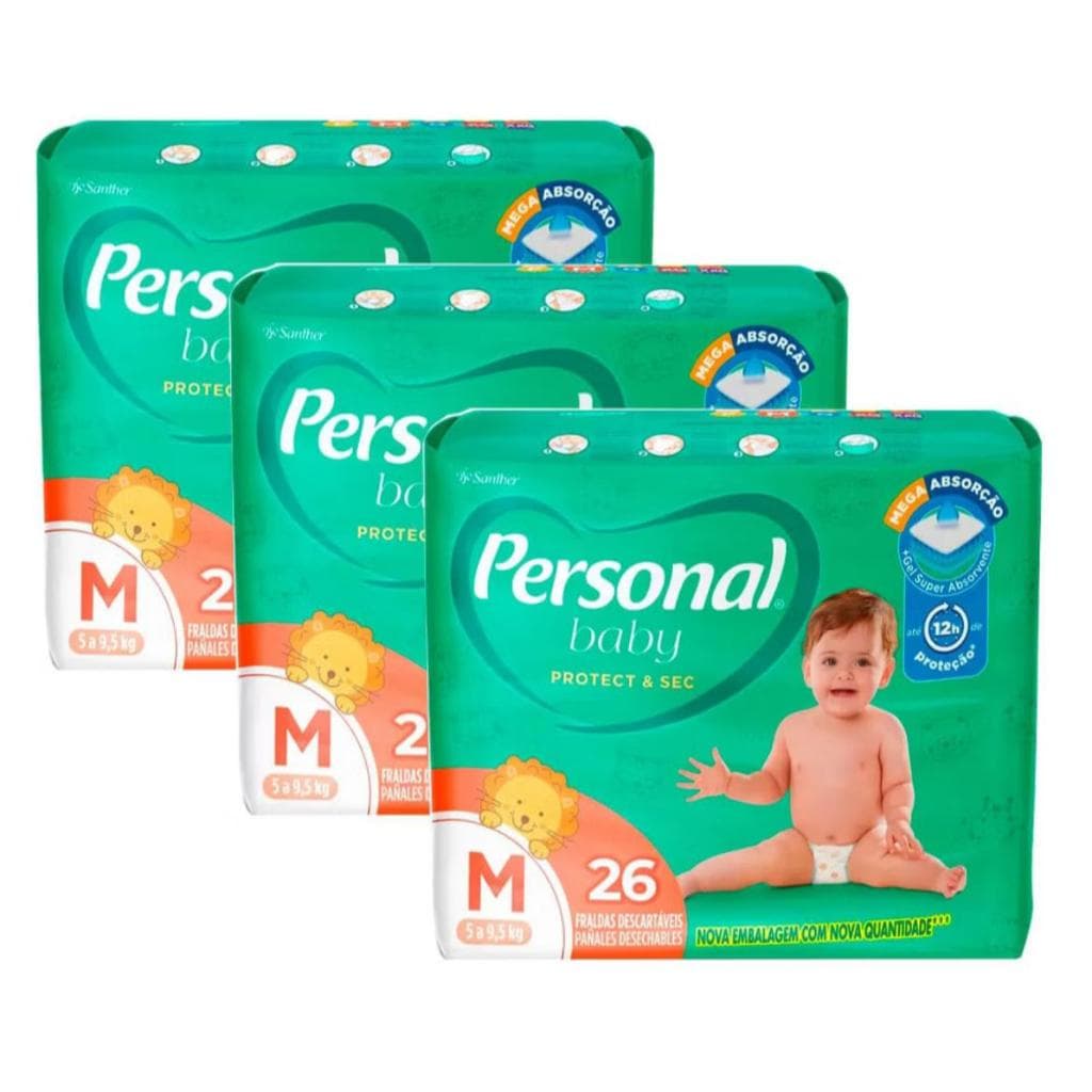 Kit Personal Fralda Soft E Protect Jumbo M - 3 Unidades