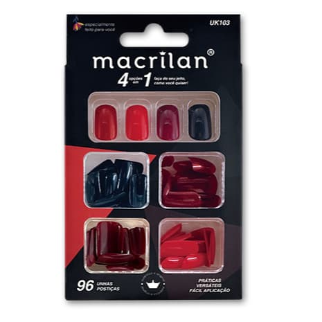 Kit de Unhas(96PCS) Postiças  tamanho médio Macrilan Nao Autocolante