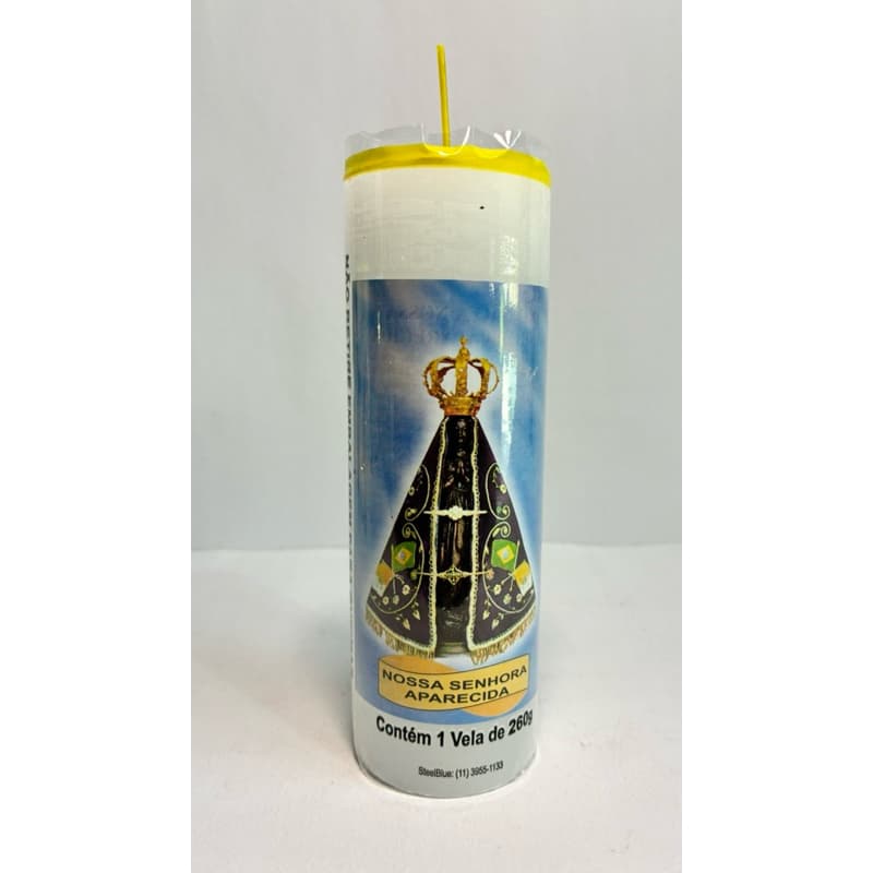 Vela 7 Dias Branca 260 Gramas Votiva Kit 10 Unidades Nossa Senhora Aparecida