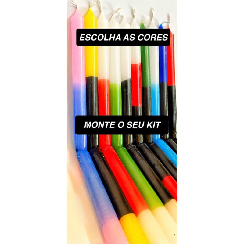 Vela Bicolor Tricolor Palito Tradicional 50 e 100 Unidades 18cm Monte Seu Kit