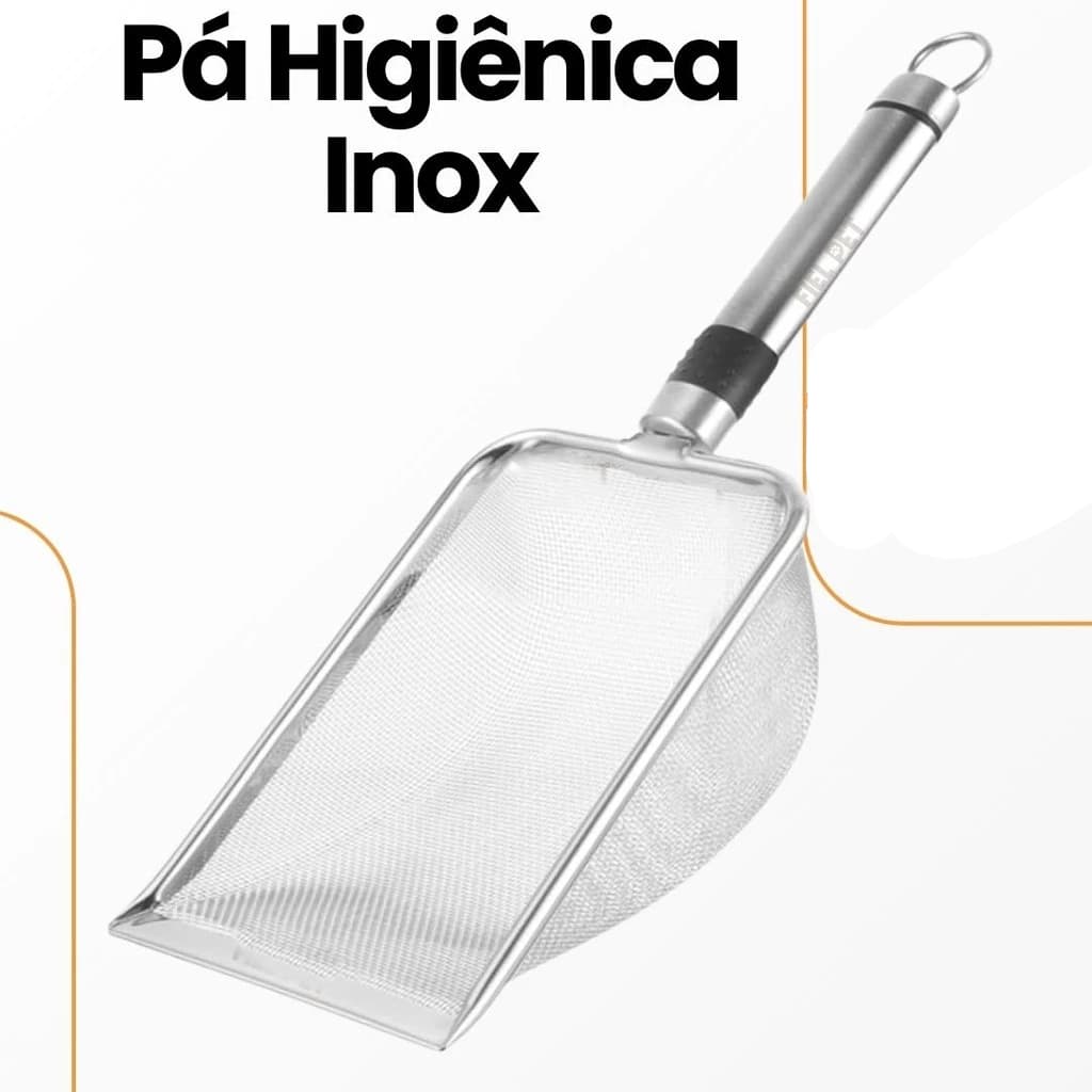 Pá Higiênica para Caixa de Areia Gatos Aço Inox Resistente Peneira de Limpeza Pet