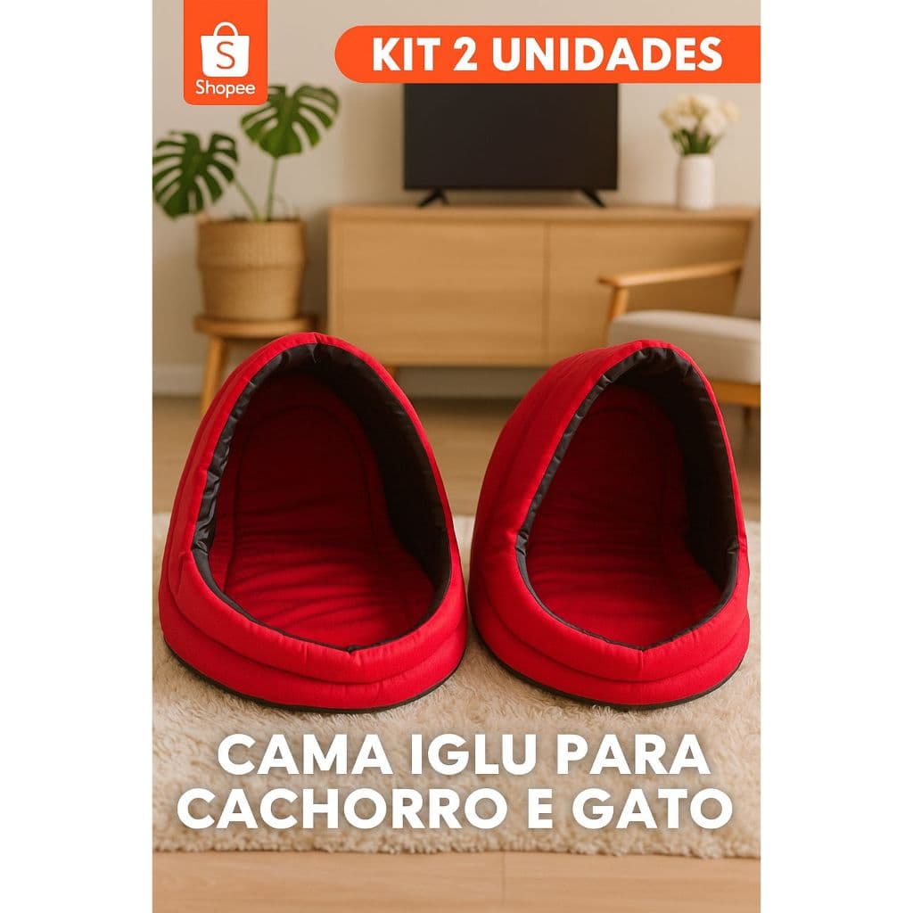 Kit 2 Caminha Pet Iglu Toca Túnel Cama Para Cachorro Gato Promoção Lavável (Suede)
