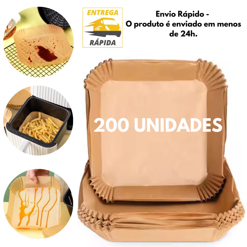 200 Forma Papel Descartavel Antiaderente Não Gruda para Air Fryer Cozimento Limpo Cesta Assadeira