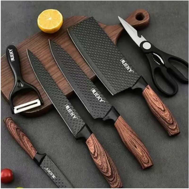 Kit de Facas Inox 6/9 Peças – Antiaderente com Cabo Reforçado e Descascador