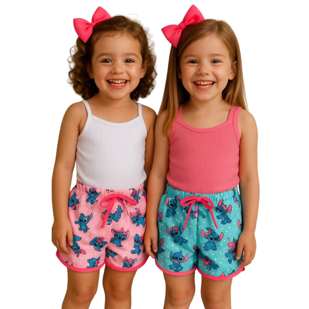 Conjunto Infantil Menina Regata Ribana e Short Confortável e Estiloso