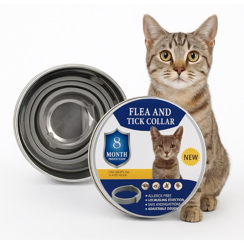 Coleira Antipulgas e Carrapatos Cães e Gatos • Dura 8 Meses • À Prova D’Água • Ajustável