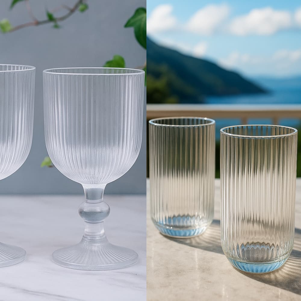 Kit Taça e Copo de Vidro 380ml / 423ml Transparente Resistente Qualidade Premium Presente Graffiato