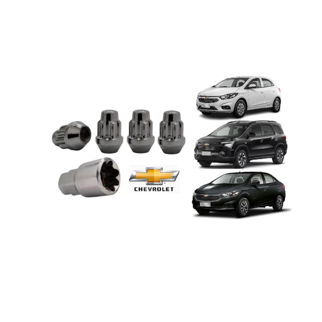 4 Porcas Anti Furto P/ Roda  ONIX, COBALT, SPIN, CRUZE,TRACKER, TRAILBLAZER,S10