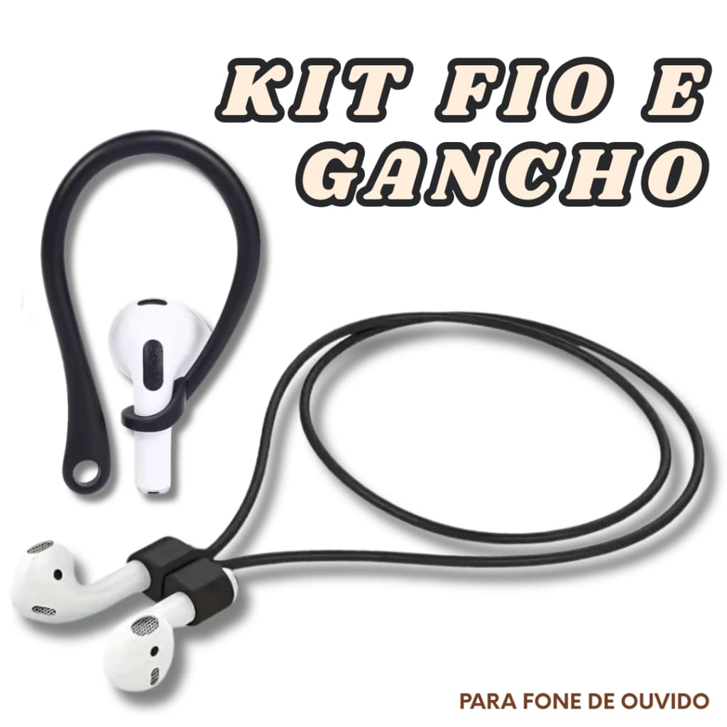 Kit Gancho de Orelha Fio Anti Queda Perca Magnético Fone de Ouvido Iphone AirPods E Outros Modelos