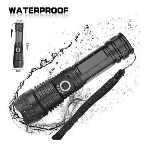 Lanterna Tática T9 Recarregável Super Potente Led Alta Potência + Zoom Ajustável