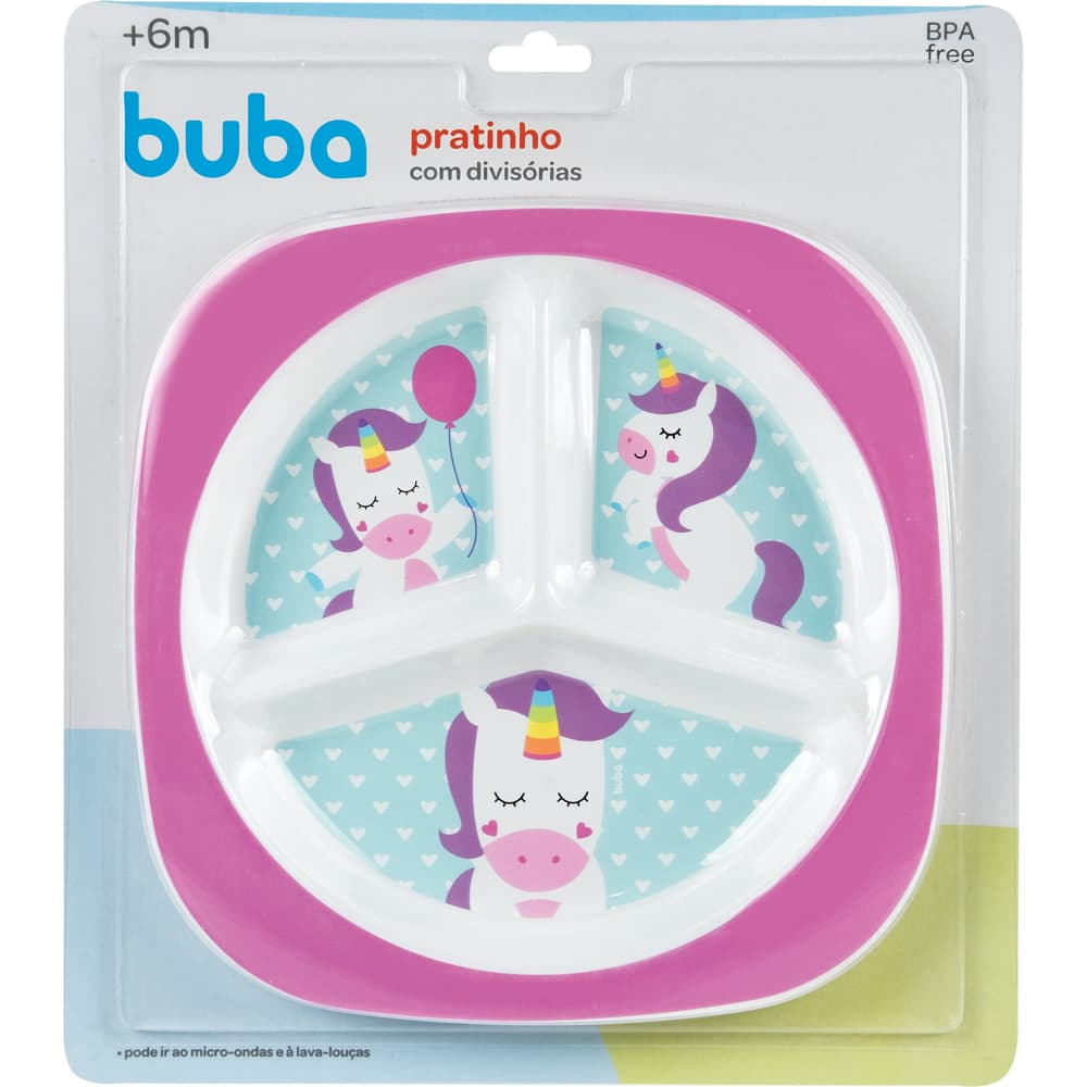 Prato com 3 Divisórias Buba Animal Fun Prato Infantil Introdução Alimentar