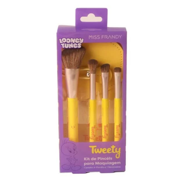 Pincéis Maquiagem Tweety Miss Frandy - Piu Piu - Kit com 5 Itens