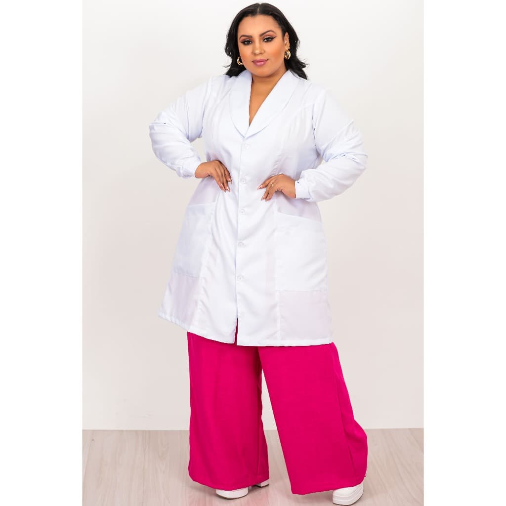 Jaleco Feminino Gola Xale Manga Longa com Punho - Gabardine melhor custo benefício Qualidade Premium