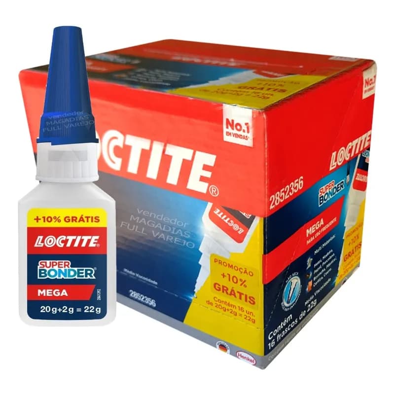 Cola Líquido Loctite Cola Super Bonder 20g - (Caixa com 16un) de 22g - Incolor
