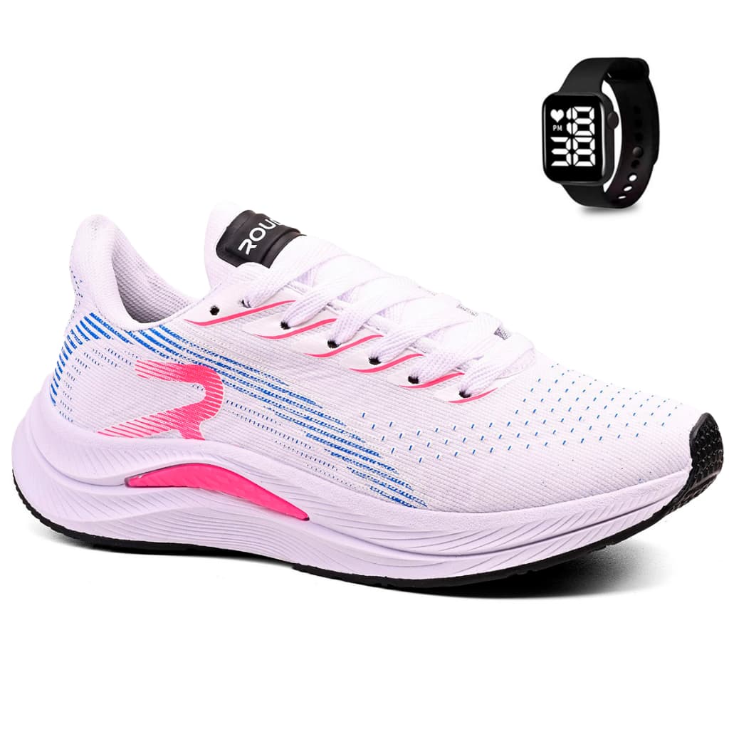 Kit Tênis Feminino Rouder Para Academia Corrida + Relógio Digital