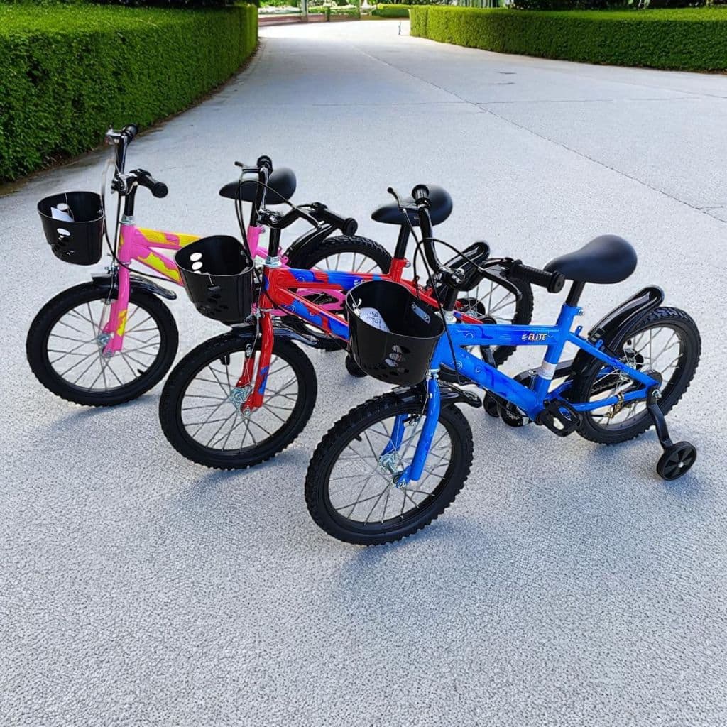 Bicicleta Infantil Aro 16 com Rodinhas Cestinha para Meninas e Meninos 3 Cor Rosa Azul  Vermelha