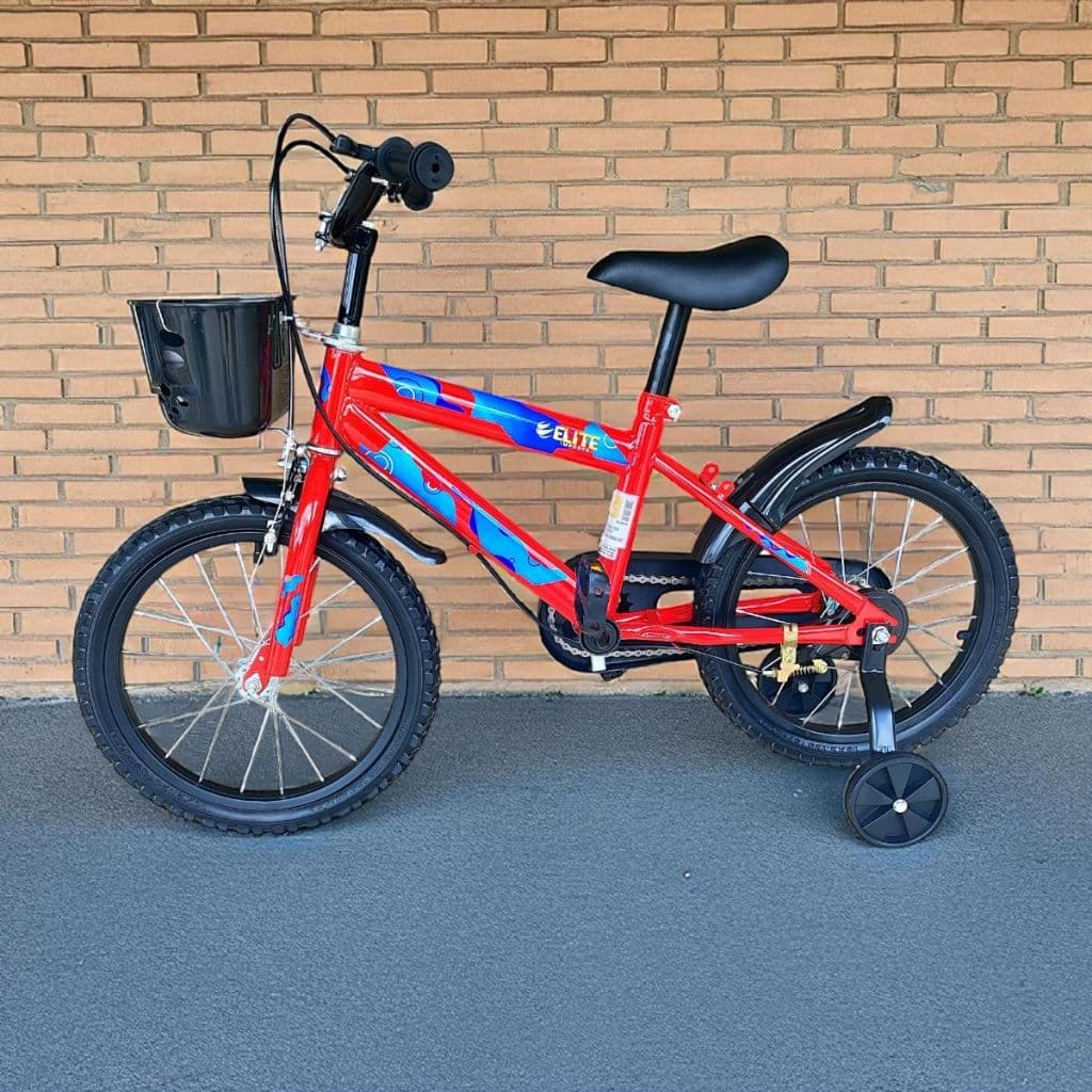Bicicleta Infantil Aro 16 com Rodinhas Cestinha para Meninas e Meninos 3 Cor Rosa Azul  Vermelha