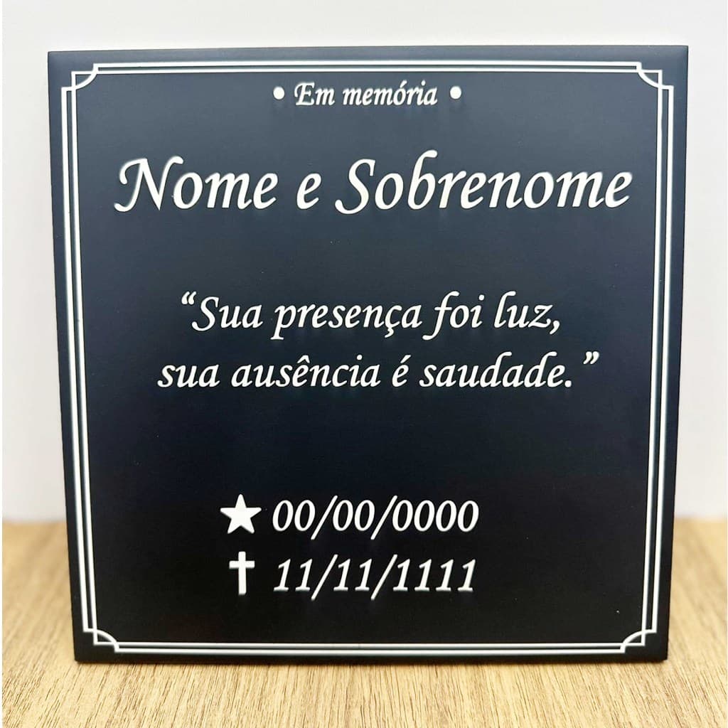 Placa Lápide Personalizada em Cerâmica GRAVAÇÃO A LASER. Cemitério Túmulo Jazigo Azulejo.