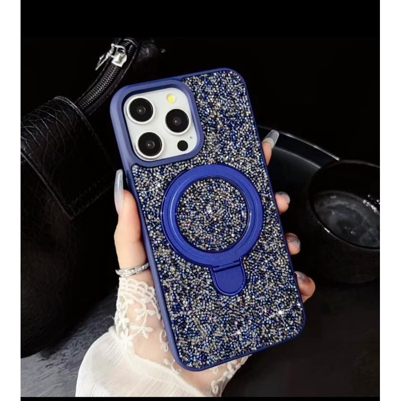 Capa/Capinha Cristalizadas com Suporte dobrável extra Luxo IPhone 12 13 14 15 16 pro/pro max